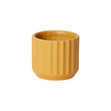 3" Yellow Ribbed Ceramic Pot 