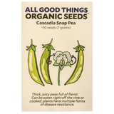 All Good Things Organic Seeds Cascadia Snap Pea 